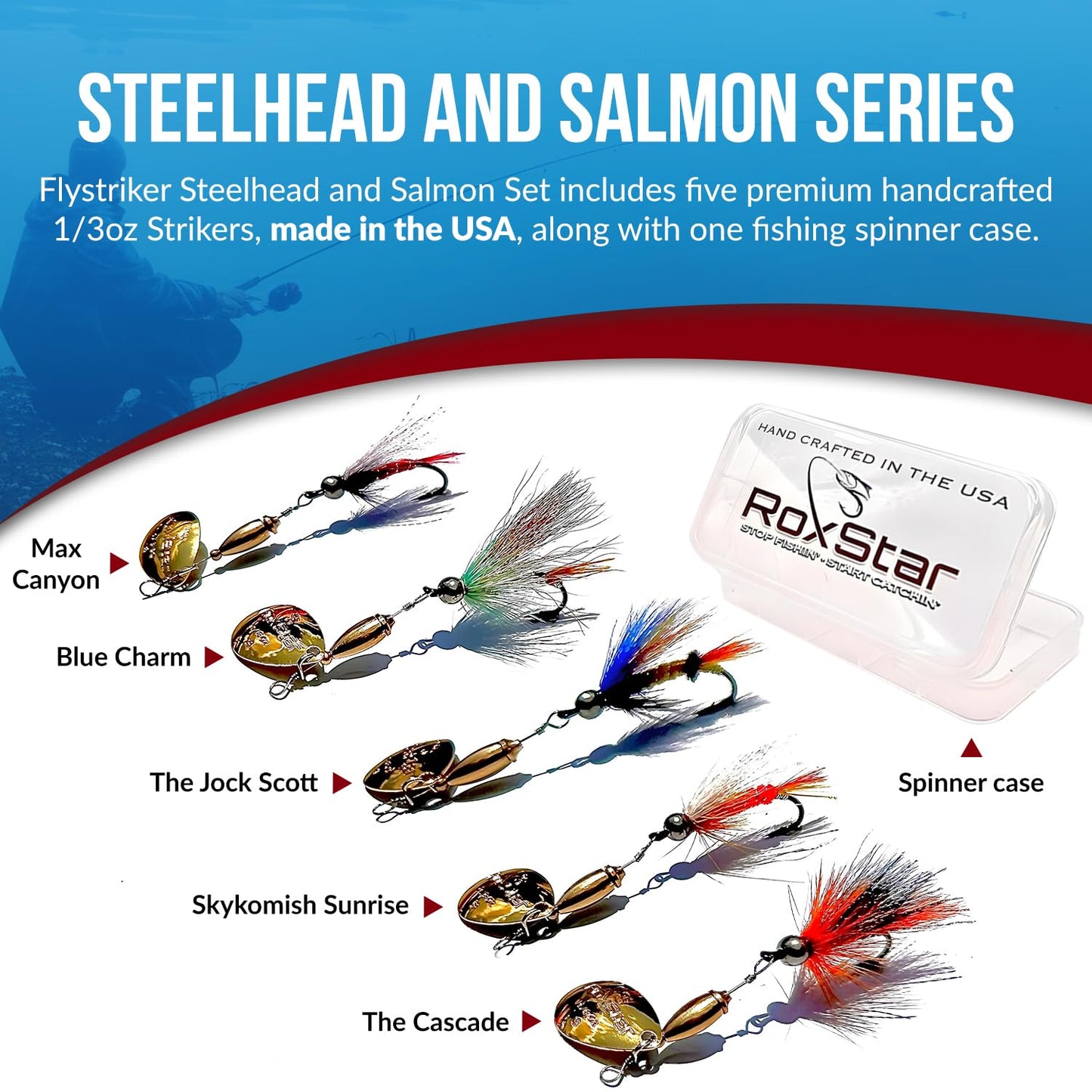 RoxStar Fly Strikers 1/3oz Steelhead and Salmon Series | Hand-Crafted in The USA | Tungsten Steelhead Flies Most Trout Spinner | Proven Nationwide to Out Fish Any Fishing Spinner.