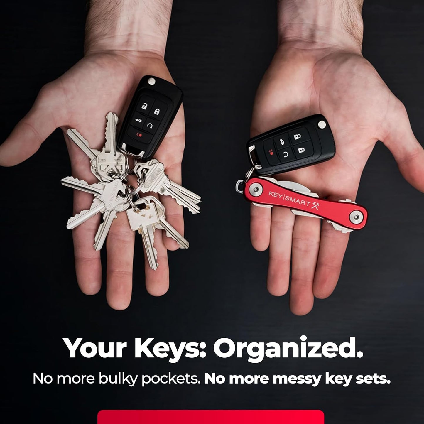 KeySmart Rugged - Multitool Key Holder for Keychain w/Bottle Opener and Pocket Clip, Key Organizer for Key Chain, EDC Keychains, Key Ring for Car Fobs Key Chains, Expandable (Up to 14 Keys, Blue)