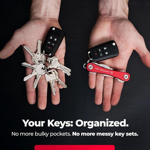 KeySmart Rugged - Multitool Key Holder for Keychain w/Bottle Opener and Pocket Clip, Key Organizer for Key Chain, EDC Keychains, Key Ring for Car Fobs Key Chains, Expandable (Up to 14 Keys, Blue)
