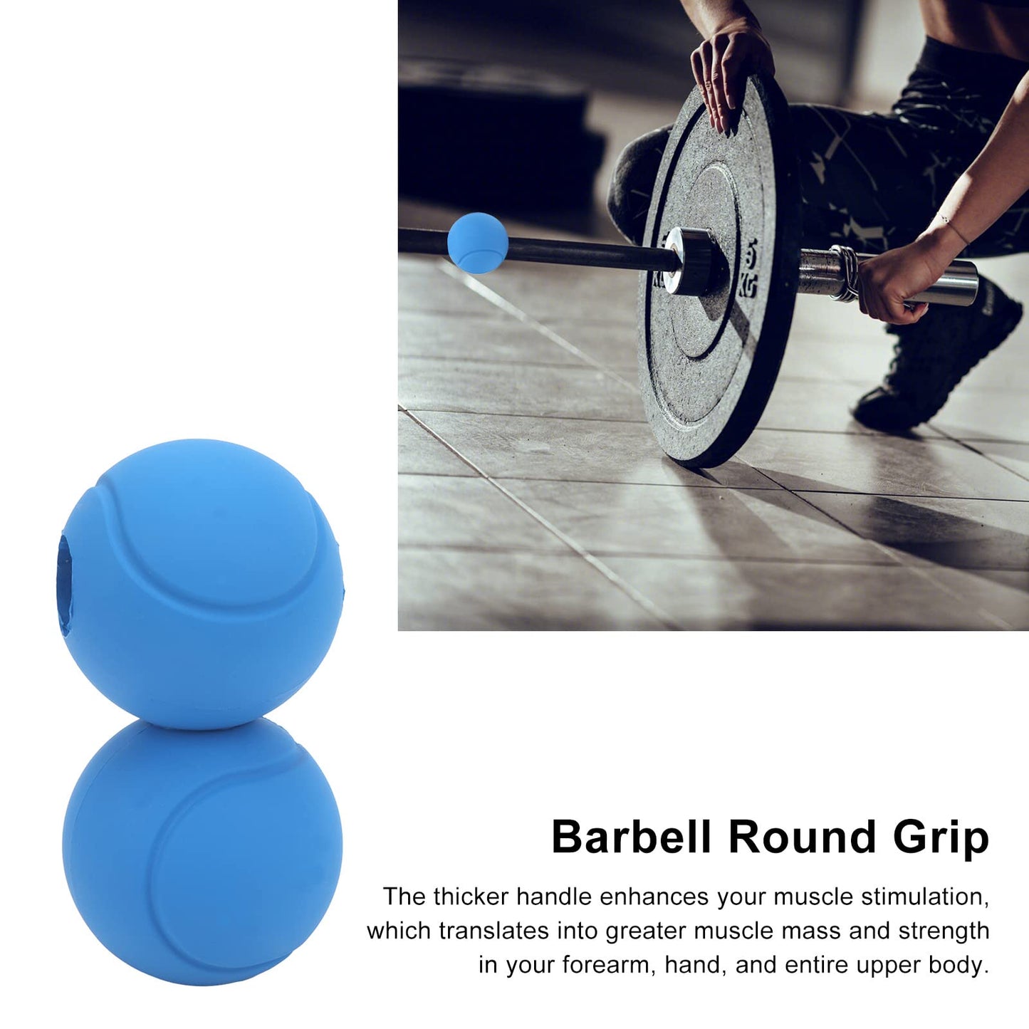 Dilwe Barbell Grips, 1 Pair of Barbell Dumbbell Curved Grip Round Spherical Silicone Non Slip Thickened Grip for Massive Arm and Muscle Building (Blue)