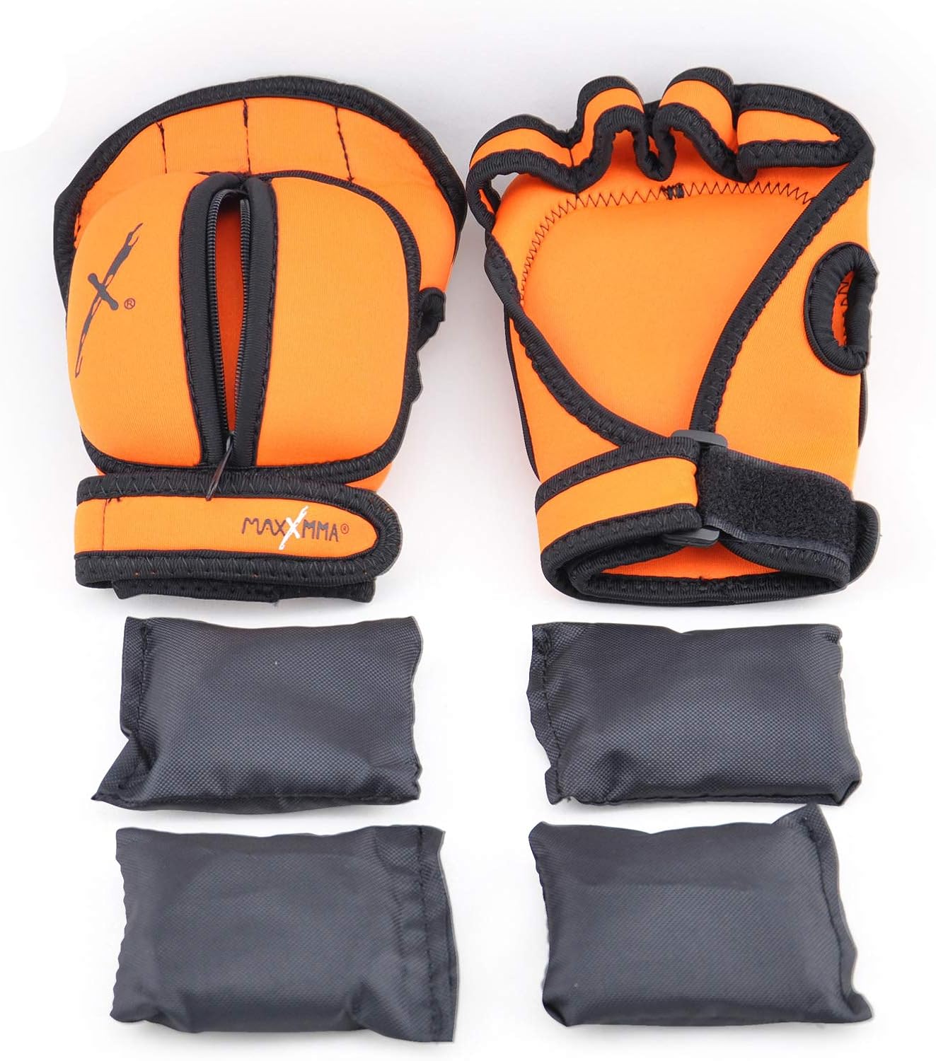 MaxxMMA Adjustable Weighted Gloves, 2 lb. Set - Removable Weight (2 x 0.5 lb. Each Glove) for Sculpting MMA Kickboxing Cardio Aerobics Hand Speed Coordination Shoulder Strength