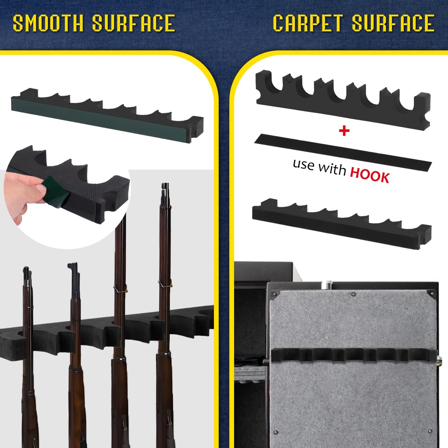 2 Pack Gun Safe Organizer, Gun Rack for Gun Storage, Gun Safe Accessory for Shotgun and Rifle, Shotgun Rifle Barrel Rest, Foam Gun Rack with Magnetic Strip, Gun Holder in Gun Cabinet, Gift for Hunters