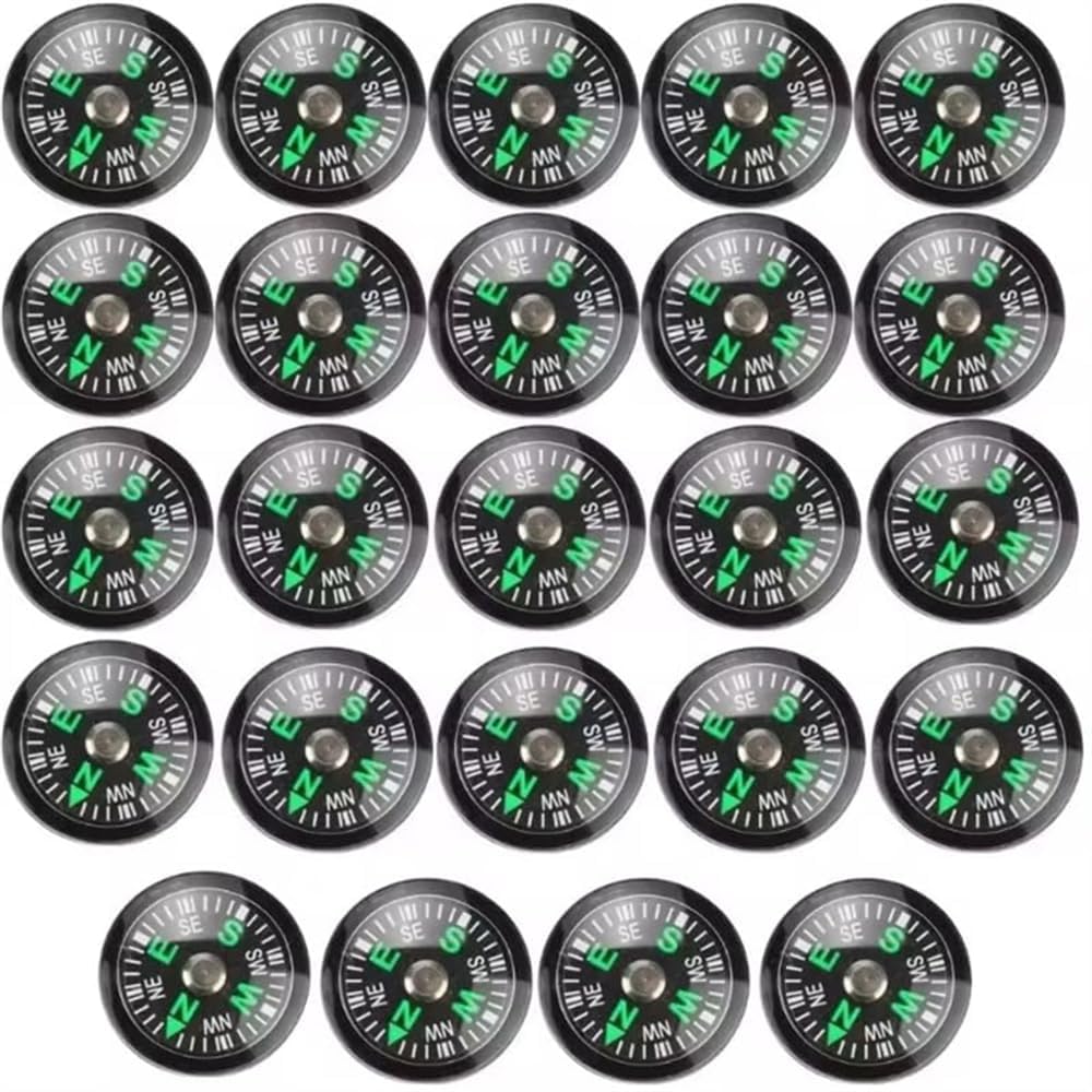 JEVLON 50 Pieces Mini Compass Small Button for Kids 20mm Bulk Hiking Liquid Filled Survival Set Camping Boating Touring Backpacking Outdoor Activities
