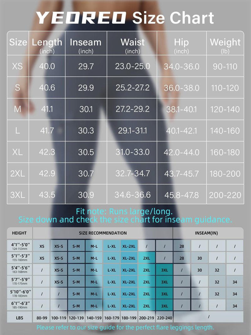YEOREO CoreFlex Women Workout Flare Leggings with Pockets Hidden Scrunch High Waisted Cargo Gym Yoga No Front Seam Leggings Blue Navy XS