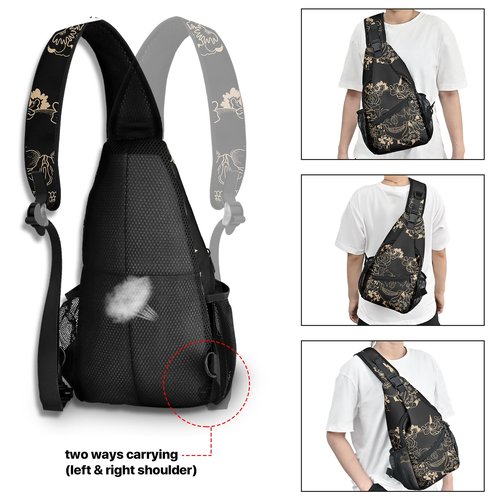 Yamegoun Skull Sling Bag Travel Sling Backpack Crossbody Bag Shoulder Pack Hiking chest Daypack for Women Men Waterproof Adjustable Lightweight Cycling Runners Climbing