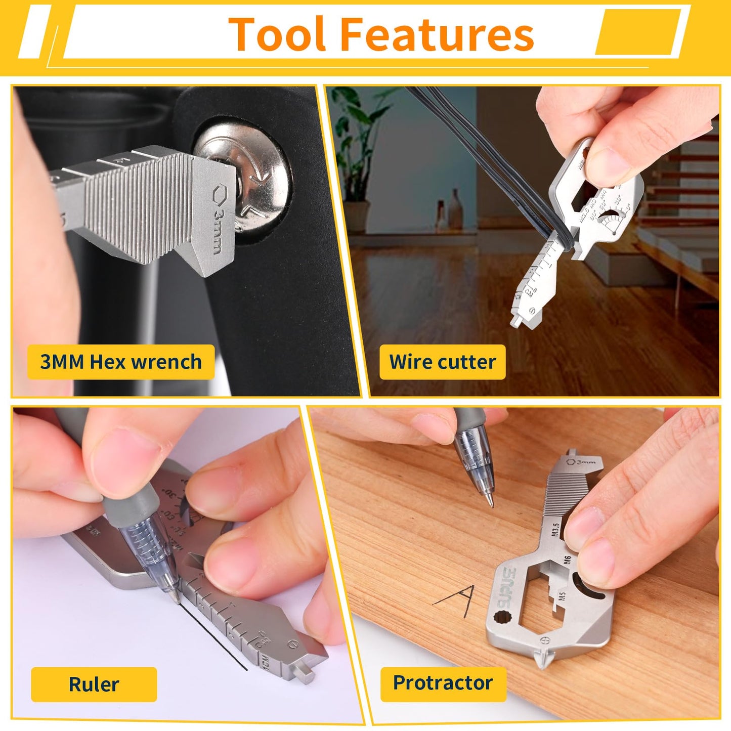 Key Shaped 20 In 1 Keychain Multitool - Pocket Utility Gadget, Bottle Opener Keychain, Wrench, Screw Drivers, Gift for Men and Women, Stainless Steel Keychain Utility Tool, Silver, 1 Pack