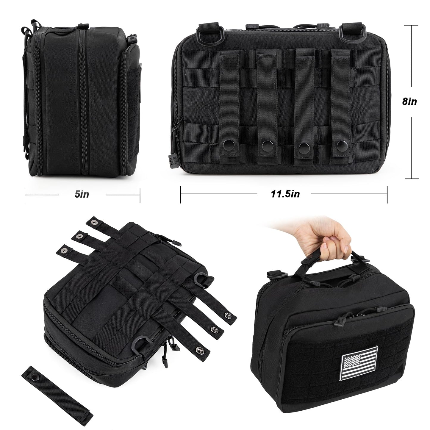 Jueachy Molle Large Tactical Pouch: EDC Pouch Medical Tool Pouches Expandable Admin Bag Accessories Organizer Utility Pack
