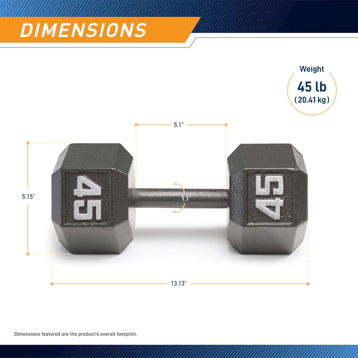 Marcy Cast Iron Hex Dumbbells Collection - Available size from 3-lb to 100-lb, SOLD INDIVIDUALLY
