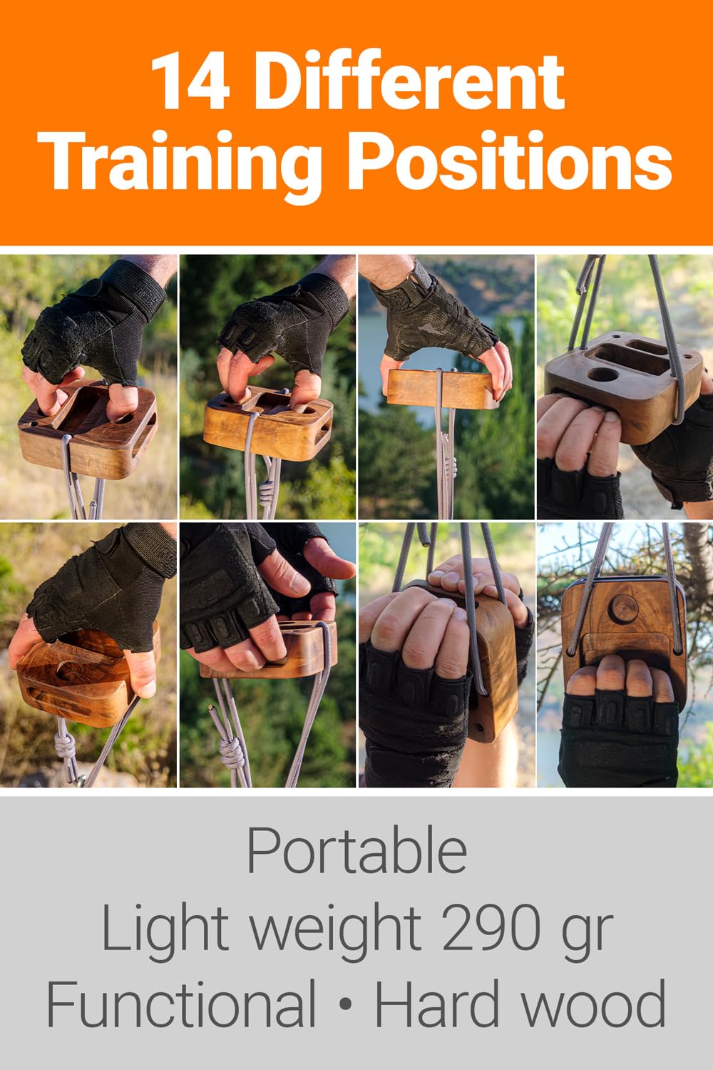 Portable Hangboard for Rock Climbing Holds,Fingerboard Trainer for Hand Grip Strengthener,Pinch Block Grip,Home Gym Fitness Workout Equipment -Hard Wood
