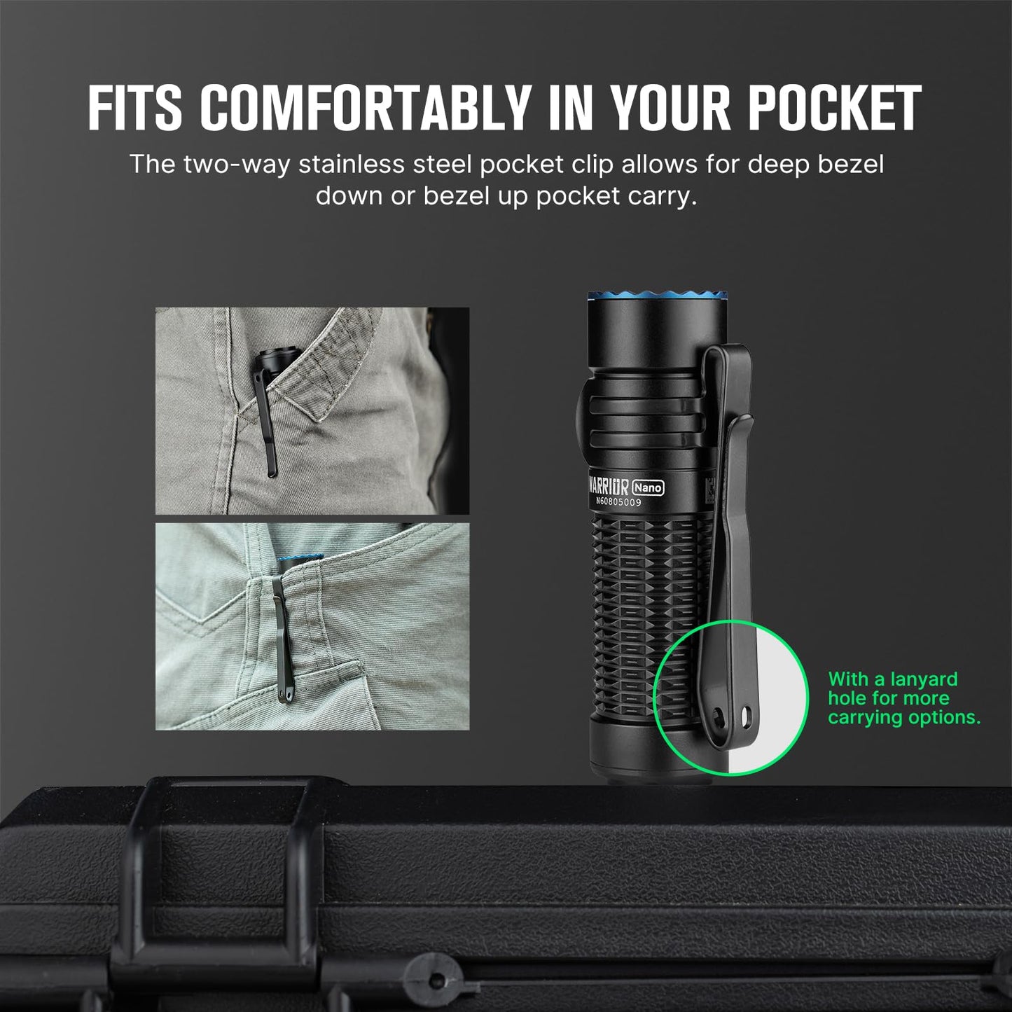 OLIGHT Warrior Nano Tactical Flashlight, 1200 Lumens Rechargeable LED Light with MCC Charger, Dual Switches EDC Light for Emergency, Outdoors and Camping (Black)