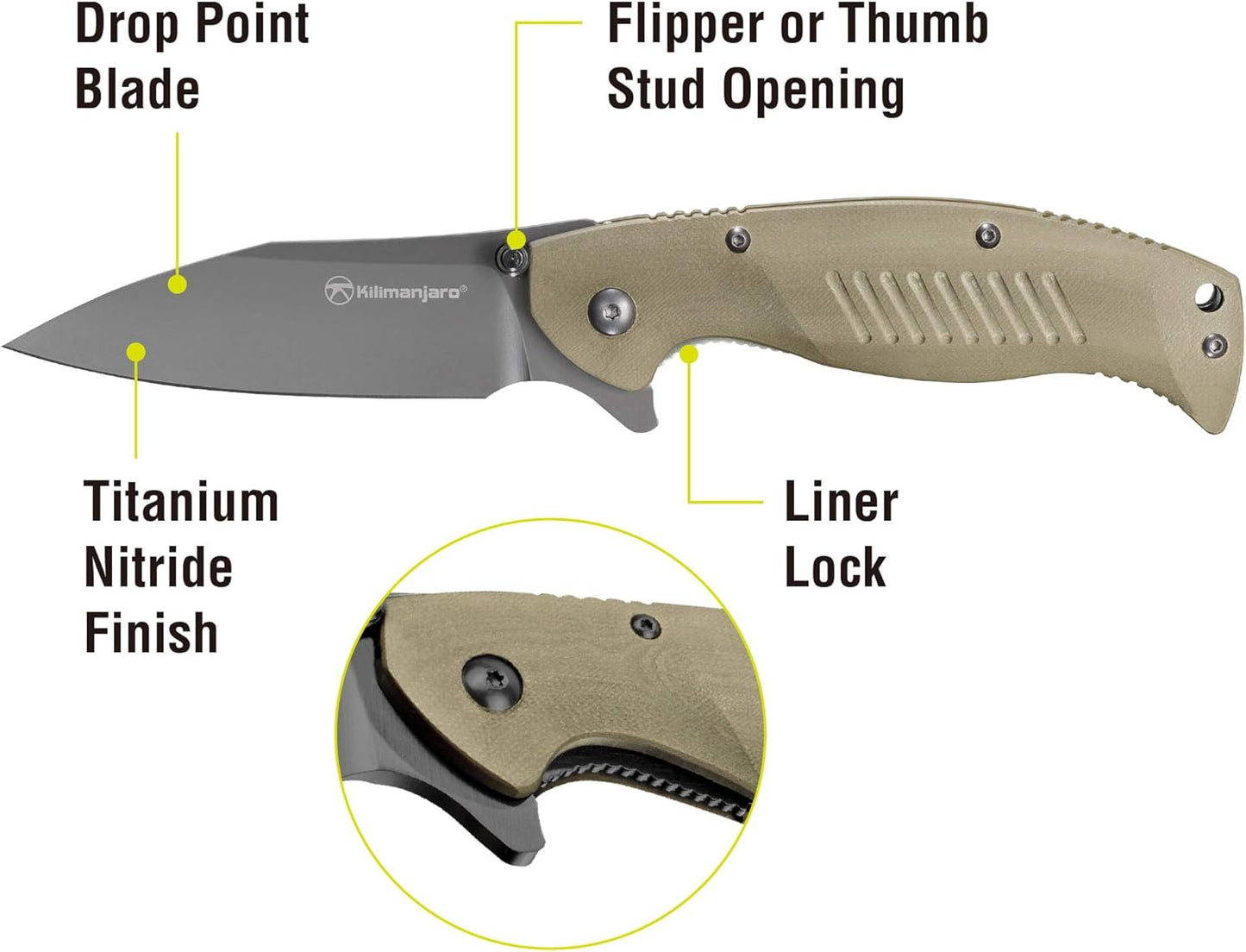 Kilimanjaro 910028 KJ910028 Fixed Blade,Hunting Knife,Outdoor,campingkitchen, One Size, Brown
