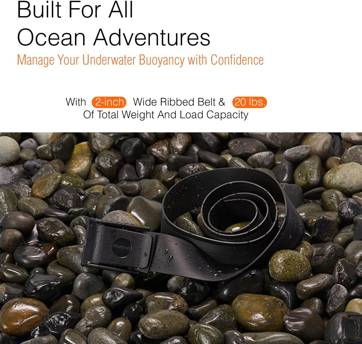 Riffe Rubber Weight Belt (Black) With Glass Filled Nylon Buckle, For Freediving and Spearfishing - Quick-Release Lever Ensures Safety On The Water, 54 Inch's Length