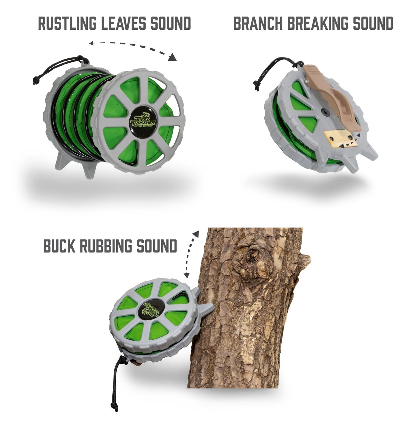 Tree Thrasher Deer and Turkey Hunting Game Call - Leaf Noise, Buck Rub, and Scrape - Grunt Tube Companion