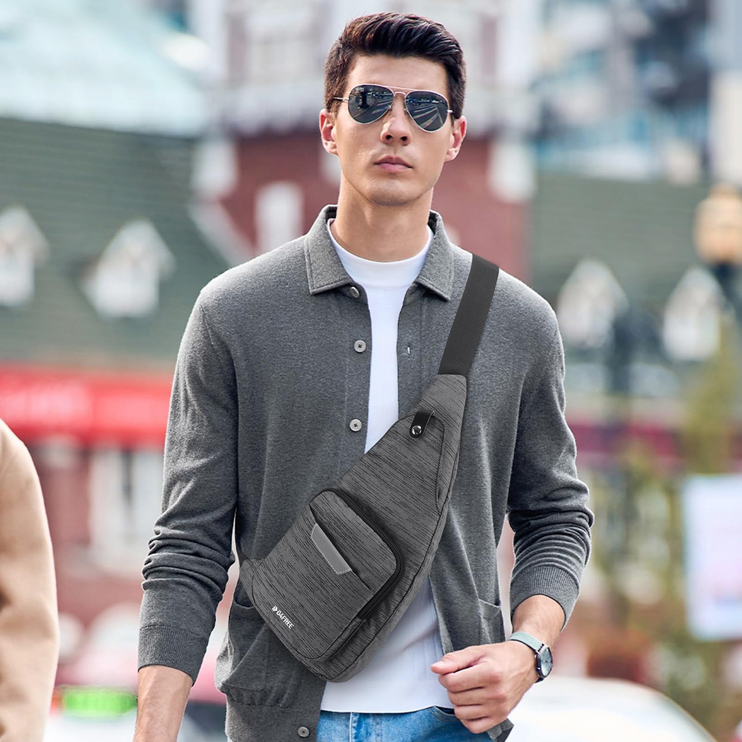 G4Free Sling Bag, Waterproof Crossbody Bag for Men Women, Lightweight Chest Shoulder Backpack for Business Travel Hiking, Black