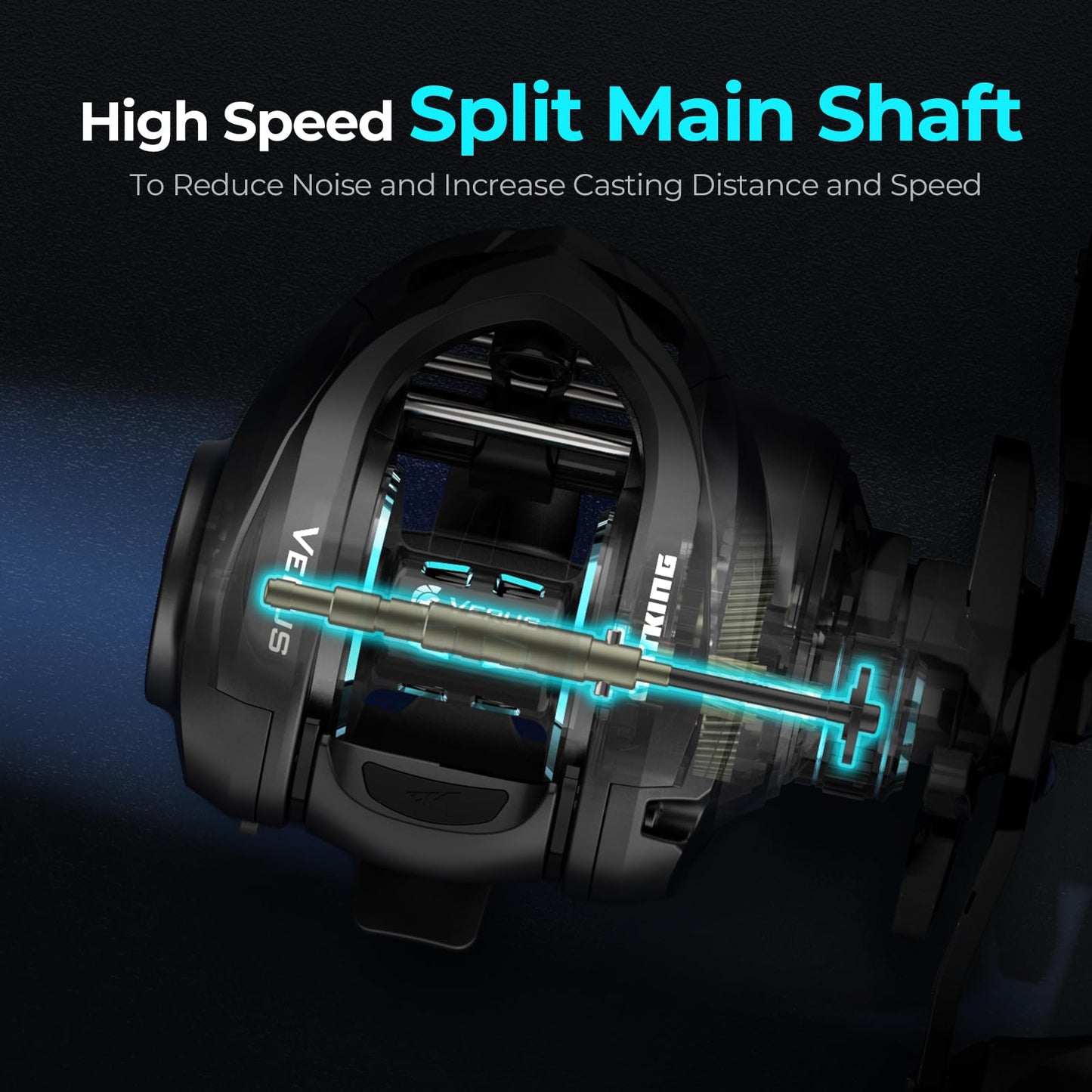 KastKing Verus Baitcasting Fishing Reel, 8.0:1, Right Handed, Black