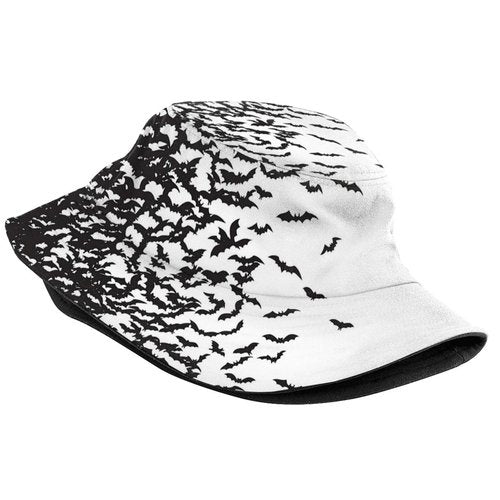 Gothic Goth Bucket Hat Fisherman Hat Horror Skull Bats Bucket Hats Sun Hat for Fishing Hiking Camping
