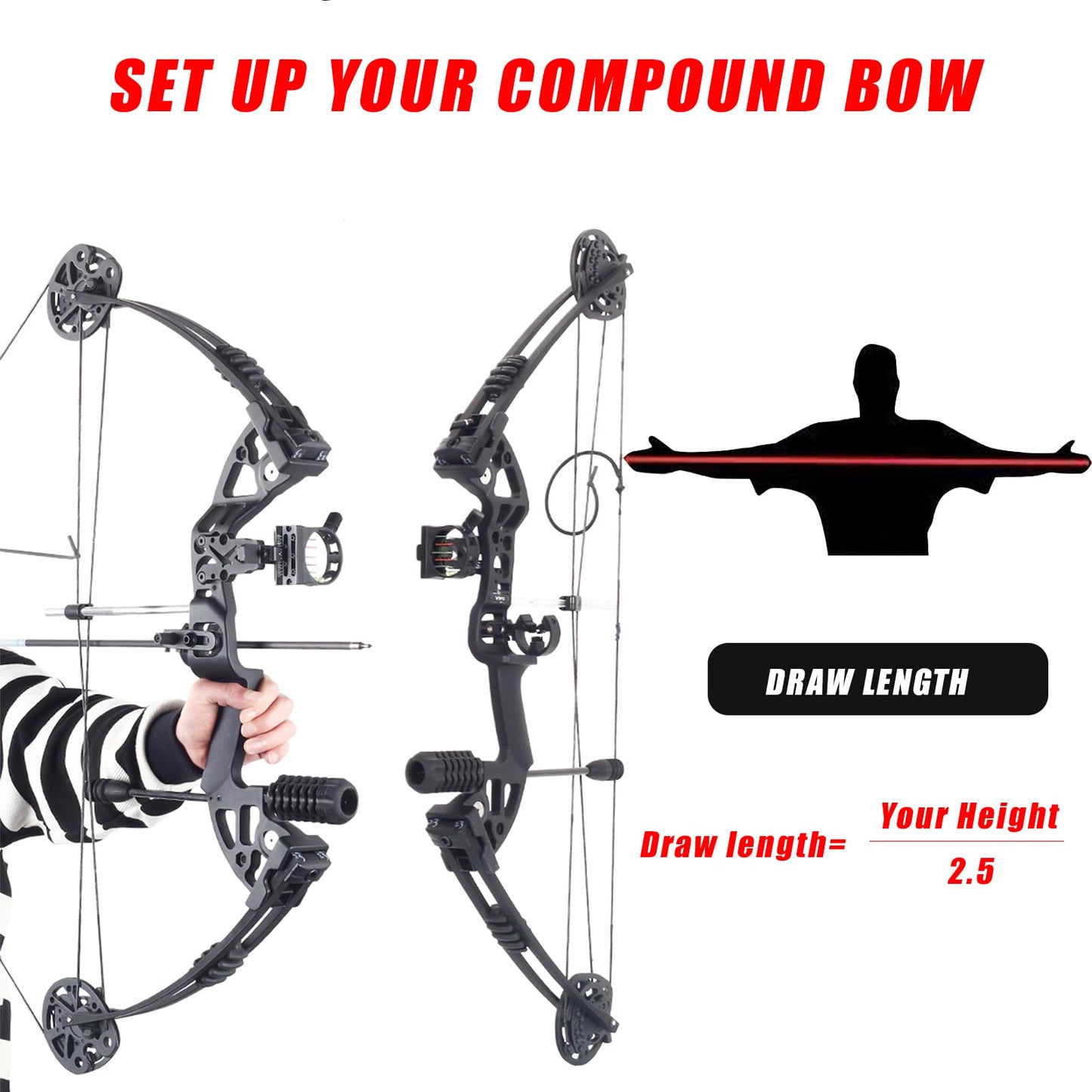 SOPOGER Compound Bows for Adults, Archery Compound Bows Draw Weight 30-60 Lbs, Dual Cam System Hunting Bows for Adults Beginner Bow and Arrow Set for Adults