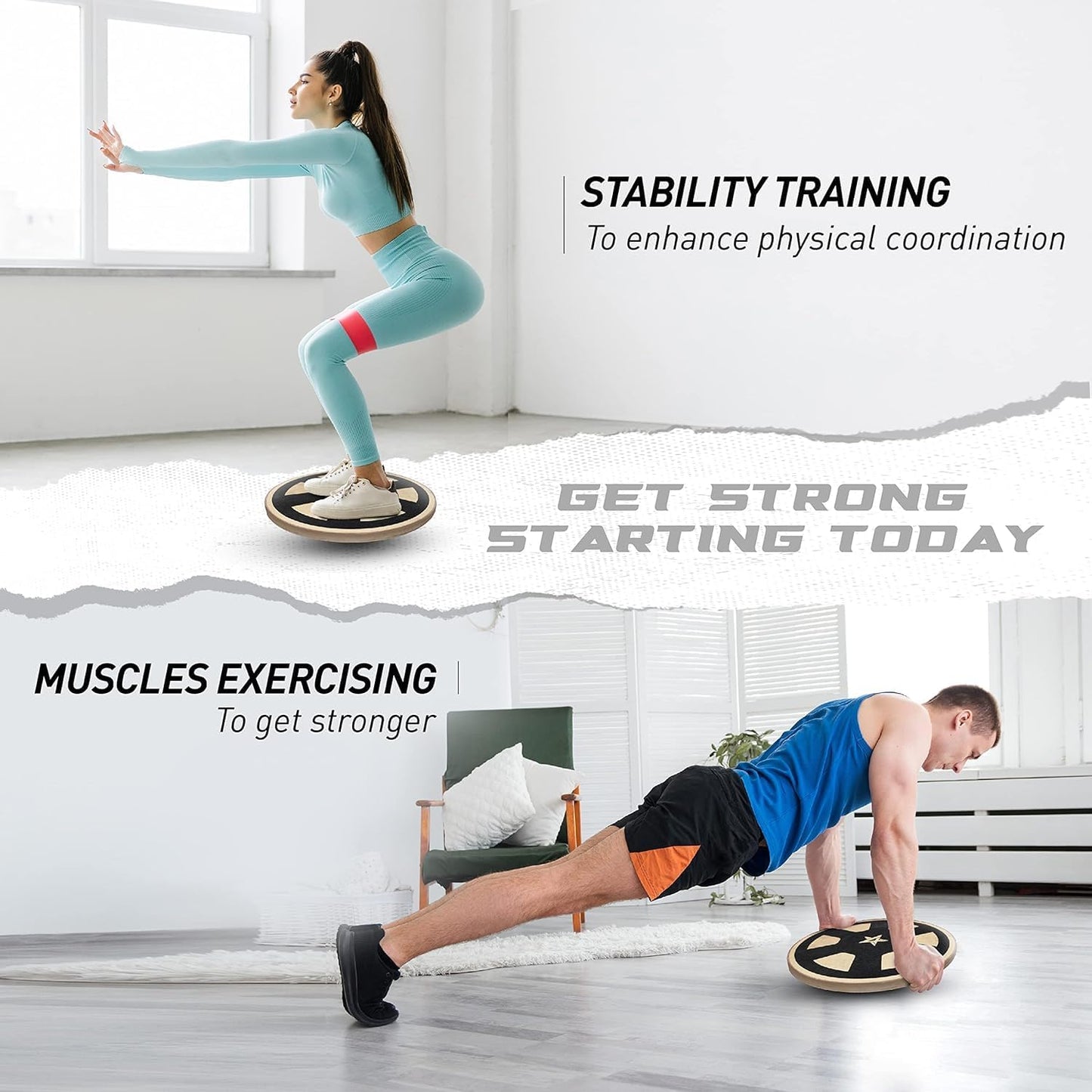 Yes4All Versatile Wooden Wobble Balance Board, Balance Trainer for Mobility Training, Standing Desk, Core Training, Exercise Balance Stability Trainer