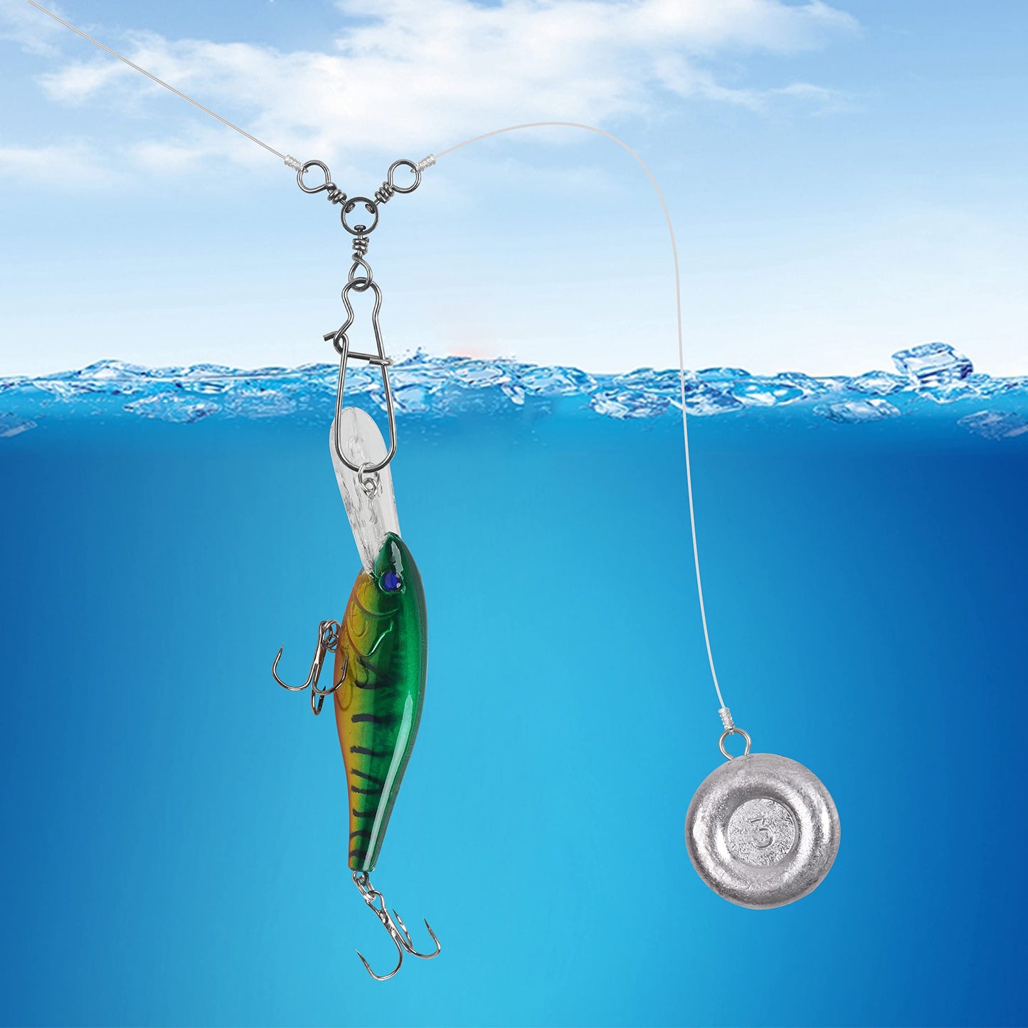 AGOOL Fishing 3 Way Swivel Snaps - 30pcs T-Turn Fishing Swivels Triple Swivels Cross Line Duo Lock Snap Swivels Fishing Lure Connectors Fishing Tackle for Trolling Catfish Rig Saltwater Freshwater