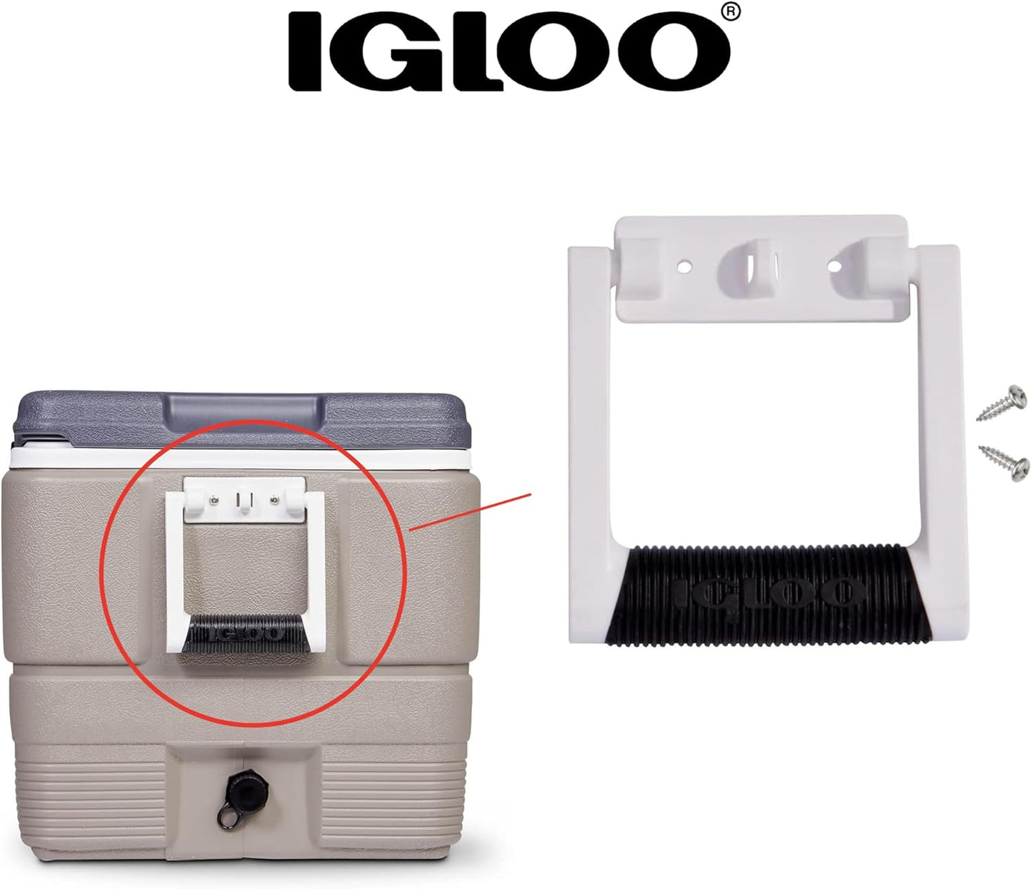 Igloo Premium Comfort Rubber Grip Swing-Up Handle, 25-75 Qt Coolers, White (1 Handle)