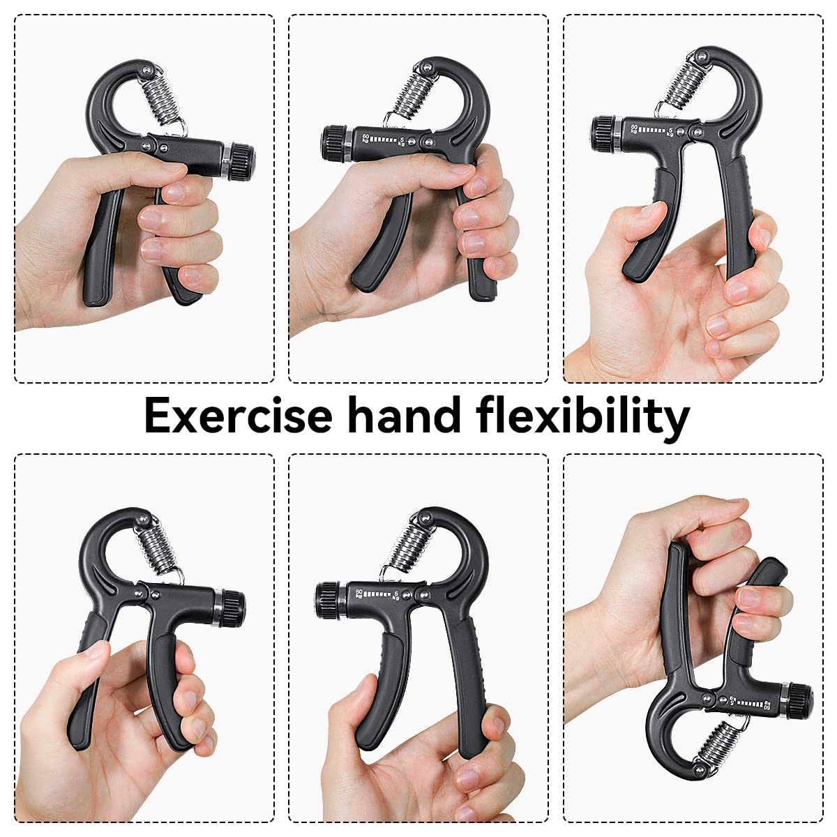 1 Pcs Hand Grip Strengthener Exerciser Hand Workout Squeezer, Adjustable Resistance 11-132 lbs Forearm Exerciser (5-60kg), Finger Stretcher for Home Gym Athlete Muscle Building and Hand Rehabilitation Exercising (Black)