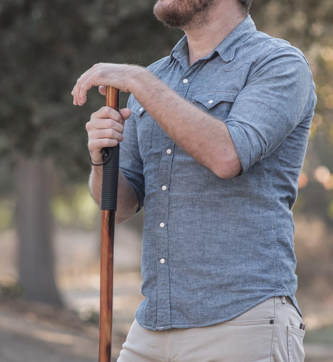 SE Survivor Series Black 12' Paracord Hiking/Walking Stick with 440 lb Pull Capacity, 55" - WS636-55BK