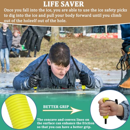 Huntury Retractable Ice Pick - Safety Spikes, Ice Skating, Fishing Accessories