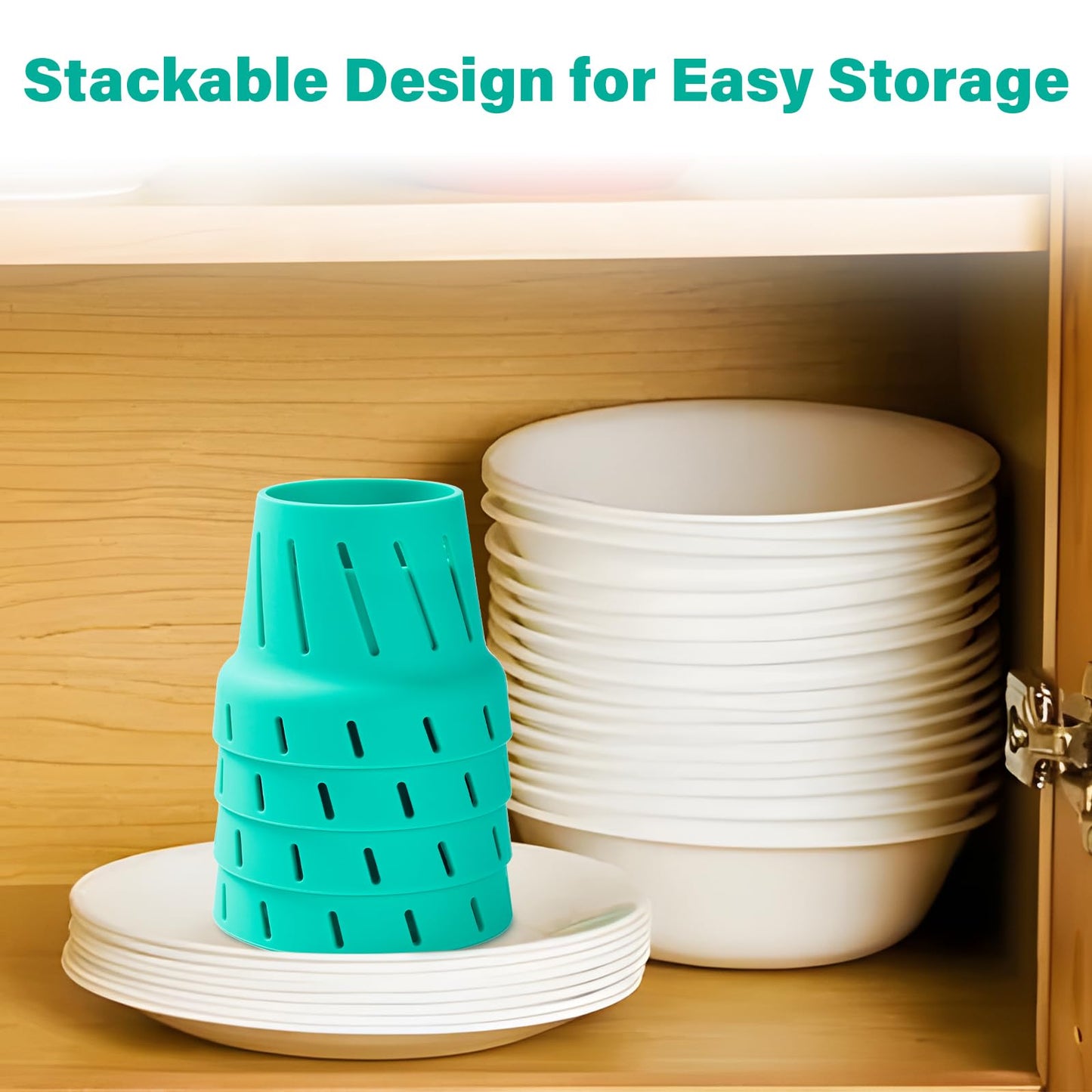 JINIHFW Bottle Drying Rack,Faster Dry Rack Dryer and Coaster for Stanley Cup Accessories,Water Bottle Drying Rack Fits Tumbler, Travel Mugs (Teal,4PACK)