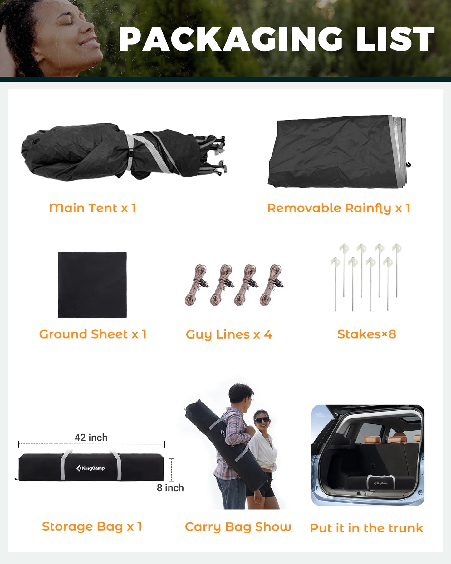 KingCamp Instant Shower Tent, Portable Superior Stable Privacy Shelter, Large Room Outdoor Toilet Tent with Floor for Beach, Camping & Hiking, Setup in Under 60s