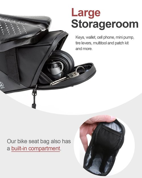 Danuosie Bike Seat Bag, Water Resistant Bicycle Saddle Bag Under Seat, Cycling Seat Pack for Mountain Road Bikes and Commuter, 1L