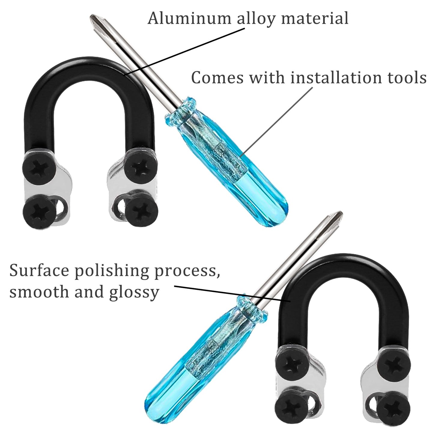 2 Sets Archery D-Loop Set for Compound Bows, Black Metal U-Nock D-Ring with Buckle Release, with Screwdrivers for Easy Installation, Ideal for Bow Hunting & Shooting Accessories