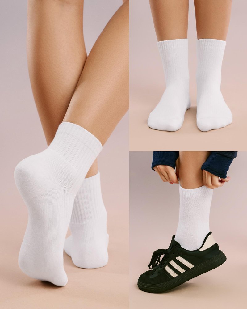 FITRELL Mini Crew Active Ankle Socks – Cushioned Running Thick Athletic Socks with Support for Women and Men 5-6 Pairs, 5 Pairs White, Medium