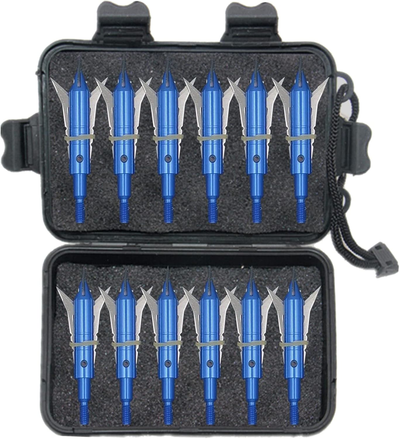 12pcs Hunting Broadheads 100 Grain Archery Broadheads 420 Stainless Steel Higher Hardness 2-Blades + 1 pc Broadhead Case for Arrowheads