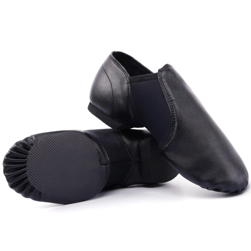 Linodes Unisex 006 PU Leather Upper Slip-on Jazz Shoe for Women and Men's Dance Shoes-Black 8M