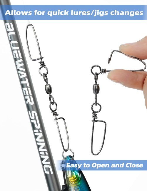 BLUEWING 10pcs Double Fishing Snap Swivels 200 LB Stainless Steel Coastlock High Strength Tackle Connector for Saltwater