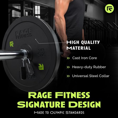 Olympic Bumper Plates, Rubber Formula With Steel Insert (10lb, 15lb, 25lb, 35lb, 45lb - SOLD INDIVIDUALLY), Olympic Weight Plates for Strength Training, Bench Press, Squats, Powerlifting