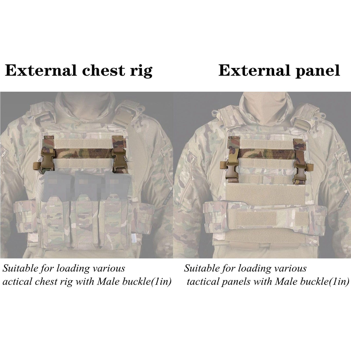 JFFCESTORE Quick Connect Accessory Adapter Buckle, Adjustable Female Fastener for Tactical Vests to Connect Tactical Placard,Mag Pouch (Black)