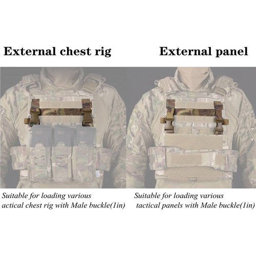 JFFCESTORE Quick Connect Accessory Adapter Buckle, Adjustable Female Fastener for Tactical Vests to Connect Tactical Placard,Mag Pouch (Black)