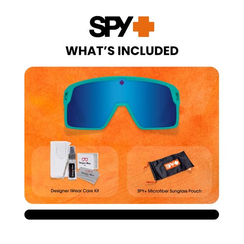 Spy Monolith 6700000000150 62MM Matte Teal/Happy Gray Green Dark Blue Spectra Mirror Rectangular Sunglasses for Men +BUNDLE with ACCESSORY EYEWEAR KIT