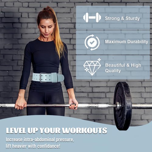 Weight Lifting Belt, Pixel Panda Leather Gym Belt for Women, 12 Inches Padded Lumbar Support for Ladies Fitness Squat Deadlift Heavy Duty Cross Training Gym Powerlifting Workout