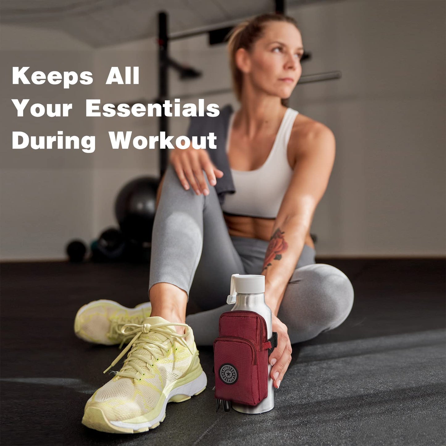 Adjustable Water Bottle Pouch with Phone Holder and Key Holder - All-in-One Gym Accessory for Convenient Storage of Your Essentials
