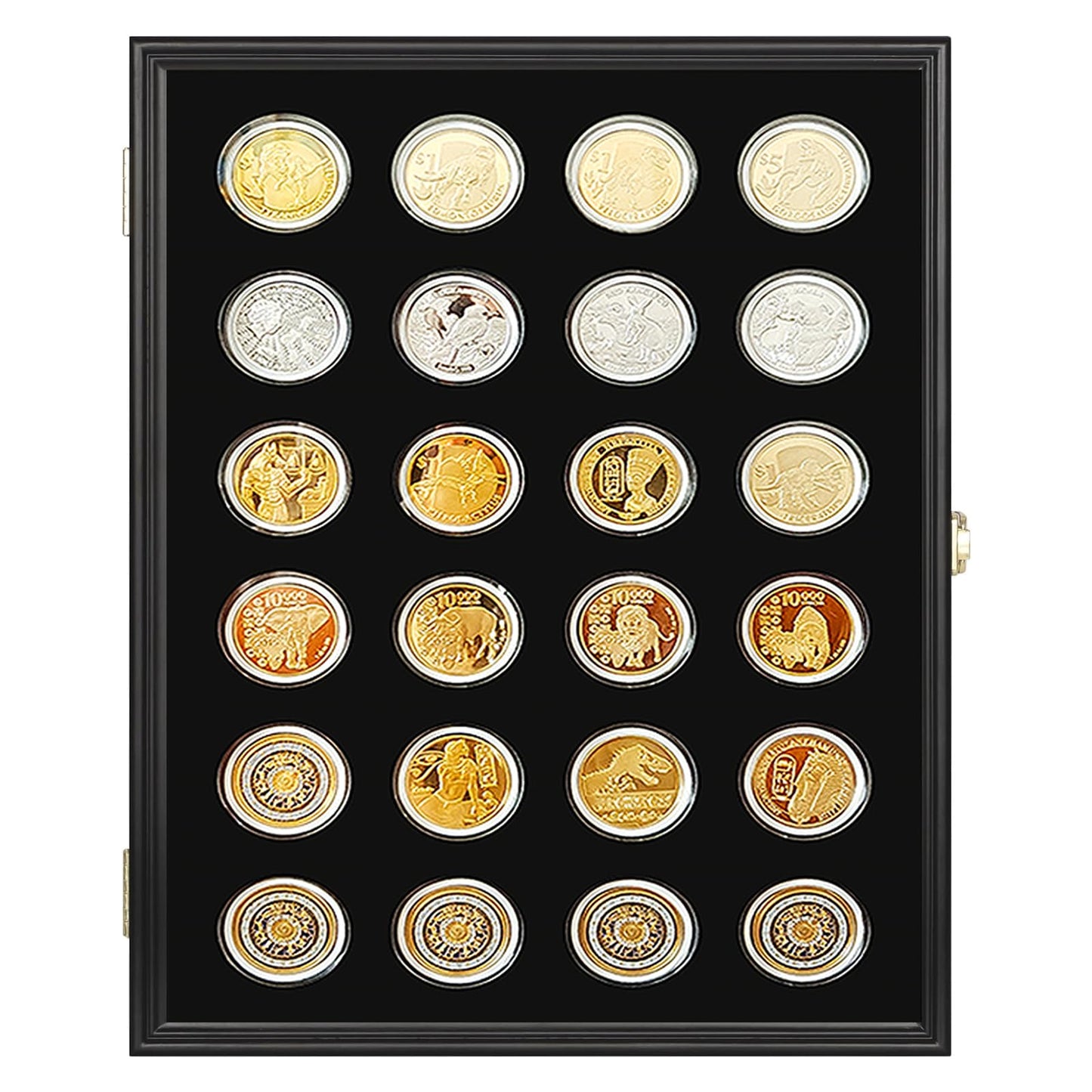 24 Casino Chip Coin Display Case,Challenge Coin Display,Challenge Coin Holder,Challenge Coin Display, Mility Coin Holder Display,Chips Holder Wall Rack 98% UV Lockable,Solid Wood Frame,Glass Door.