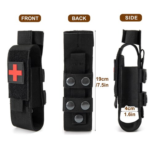 Upgrade Tourniquet Pouch with Shear, Molle Tourniquet Holder, Tactical TQ Trauma Tourniquets Scissors(Without Tourniquet) (Black)