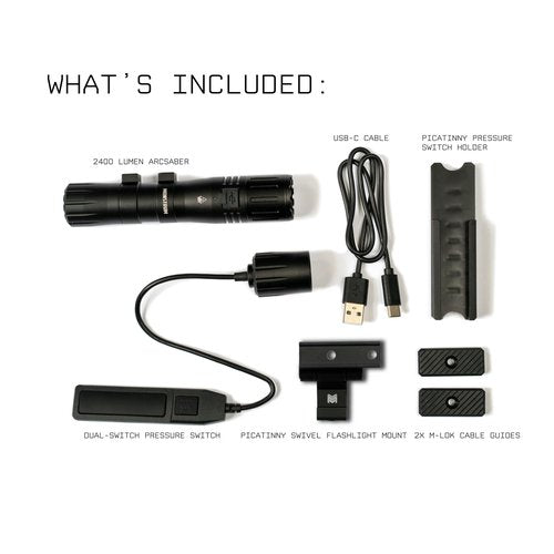 Monstrum ArcSaber 2400 Lumens Weapon Light with Remote Pressure Switch | Picatinny Mount