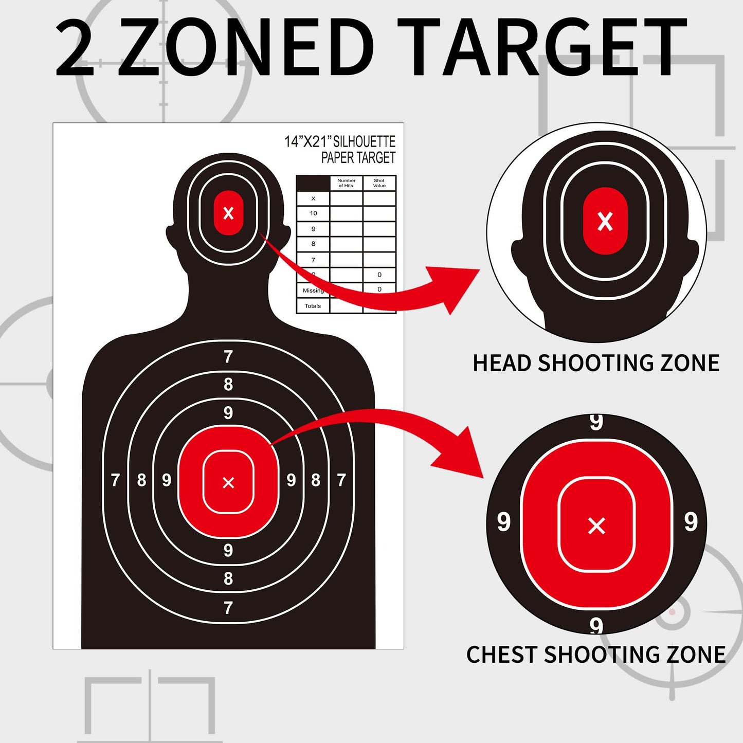 14x21 Inch Shooting Targets for The Range,50 Packs Paper Silhouette Shooting Targets for Indoor and Outdoor Use,Suitable for Handguns,Rifles,BB Guns,Airsoft,Pellet Guns