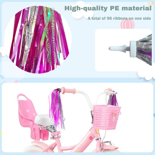 Kids Bike Bell with 2 Pcs Bike Streamers for Girls, Cute Children's Bicycle Accessories(Unicorn Bell+Tassels)