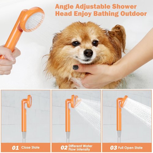 Cosy Life Portable Shower for Camping, Rechargeable Camping Shower Pump with 5 Gallons Collapsible Bucket & LED Light, Electric Outdoor Camp Shower Portable Shower Pump Camping Hiking (5.9 ft Hose)