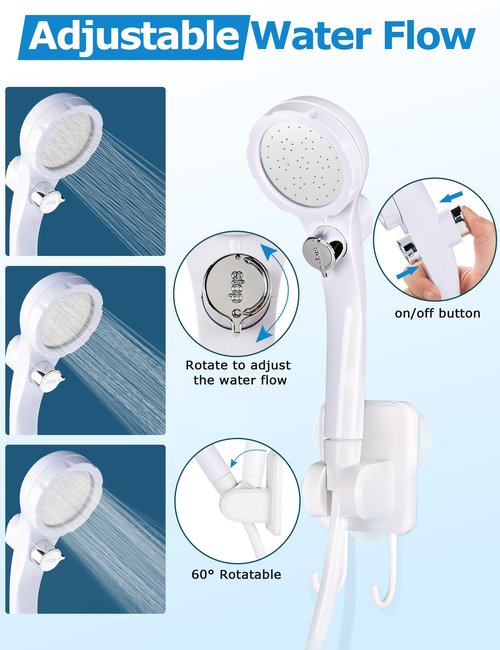 innhom Portable Camping Shower, 6000mAh Rechargeable Camp Shower Pump with LED Display, 2 Mode Electric Portable Shower for Camping, Hiking, Travelling, Washing
