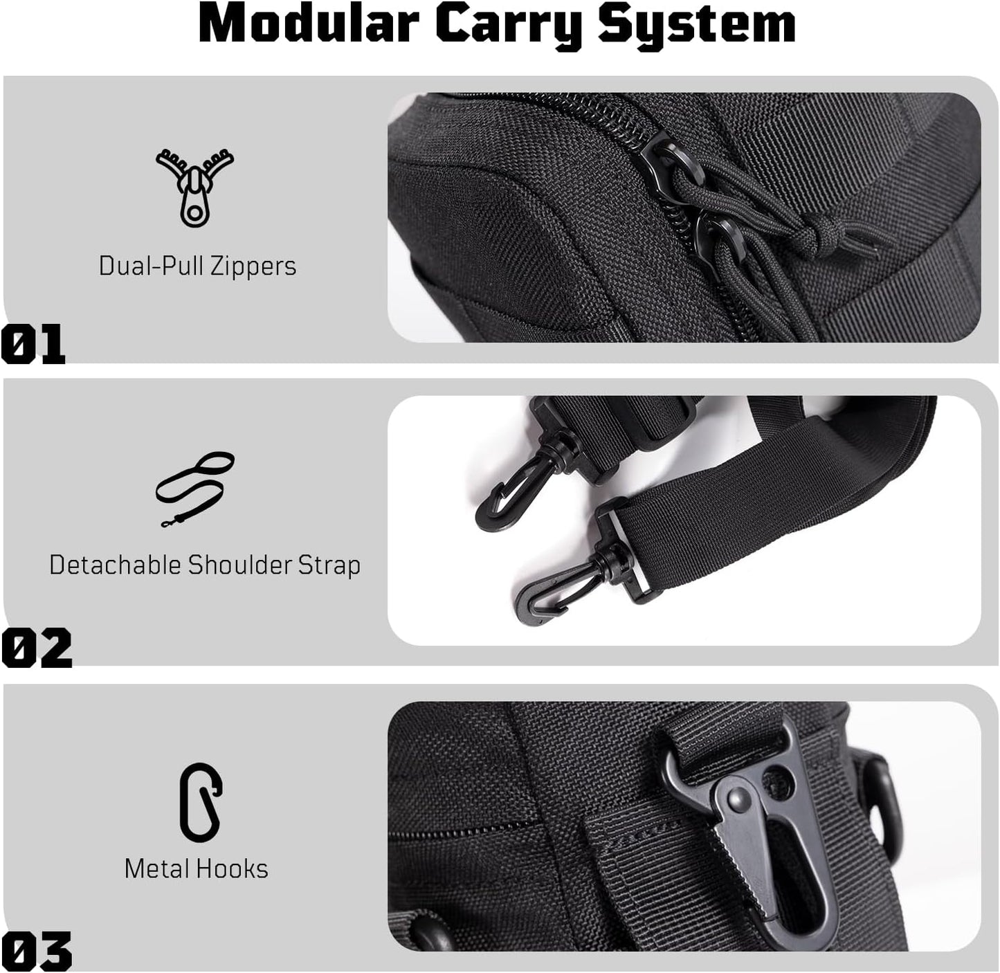 OneTigris Molle Water Bottle Pouch, 32oz Sniper Bottle Holder Tactical Hydration Carrier Bag with Extra Pouch and Detachable Shoulder Strap 1000D Nylon for Hiking Camping Climbing