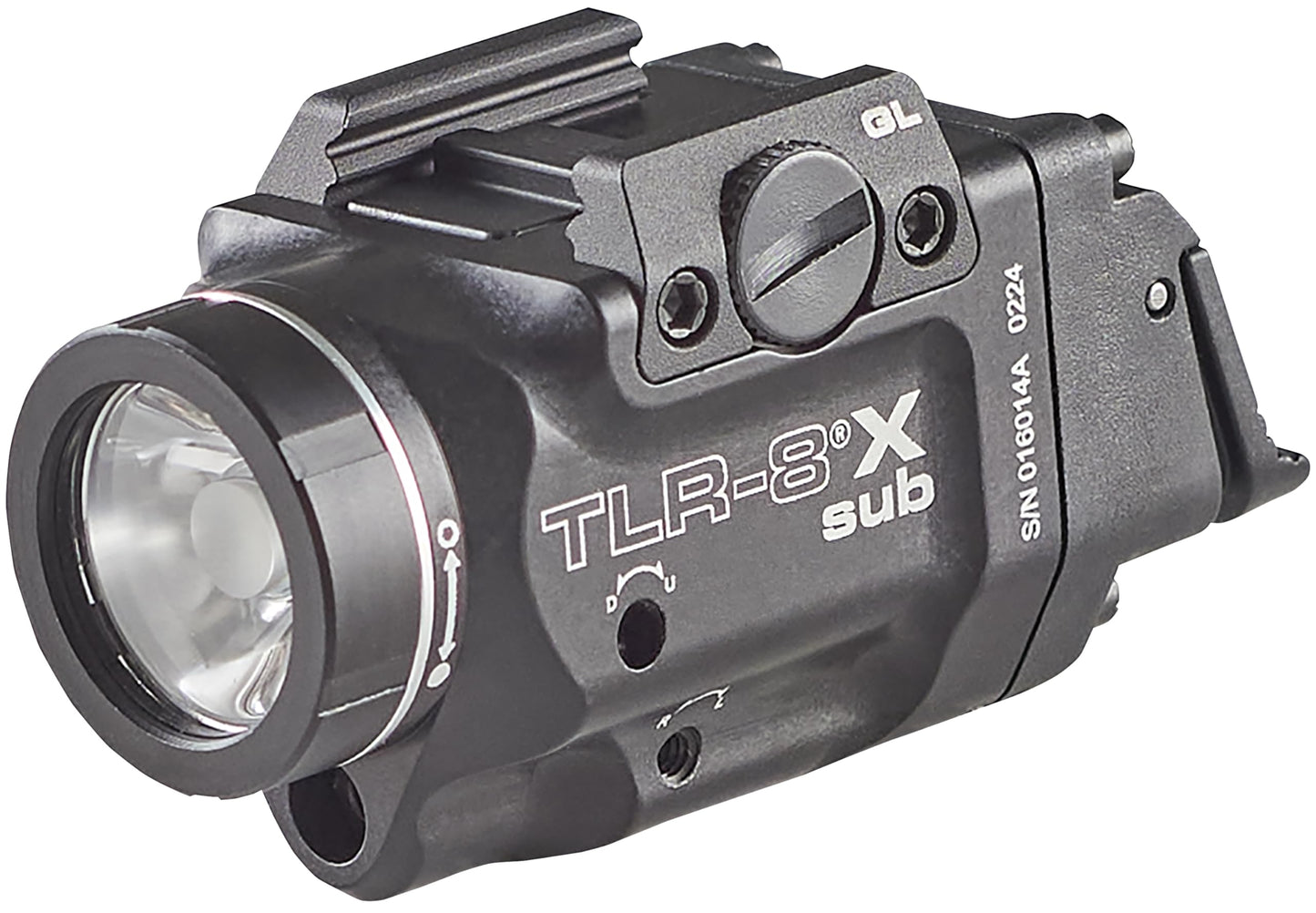 Streamlight 69411 TLR-8X sub 500-Lumen Rail-Mounted Tactical Weapon Light with Integrated Red Aiming Laser Exclusively for Glock 43X/48 MOS/Rail Only, Black
